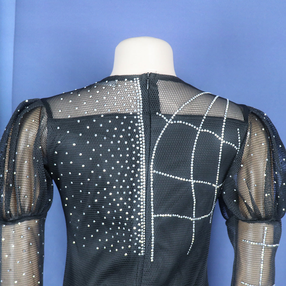 Women African mesh beaded fishtail dress with belt 10