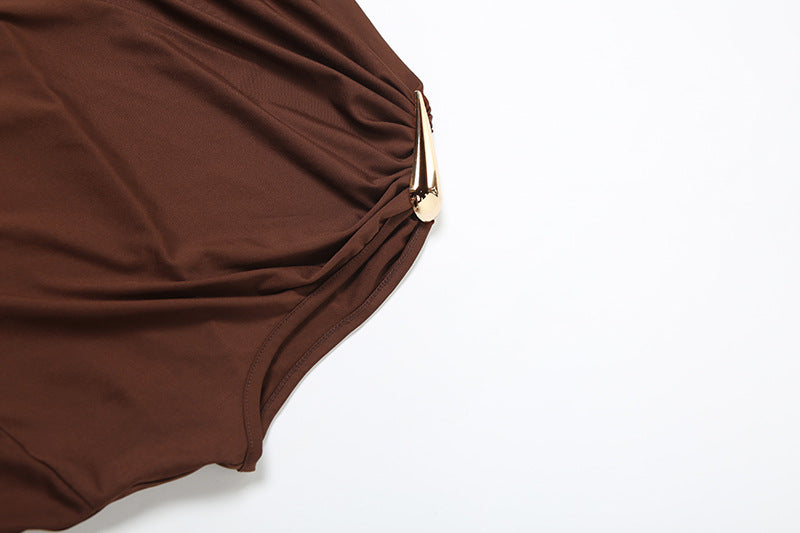 Women Fall Solid Metallic Sleeveless Sexy Slit Dress 21