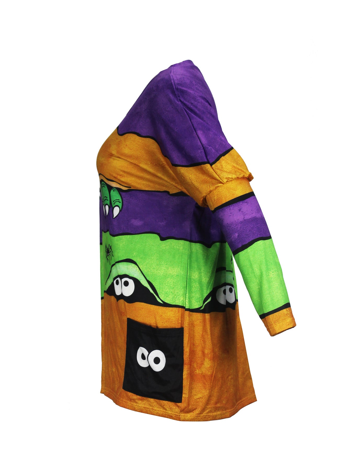 Halloween Printed Pocket Round Neck Long Sleeve Women's Top 4