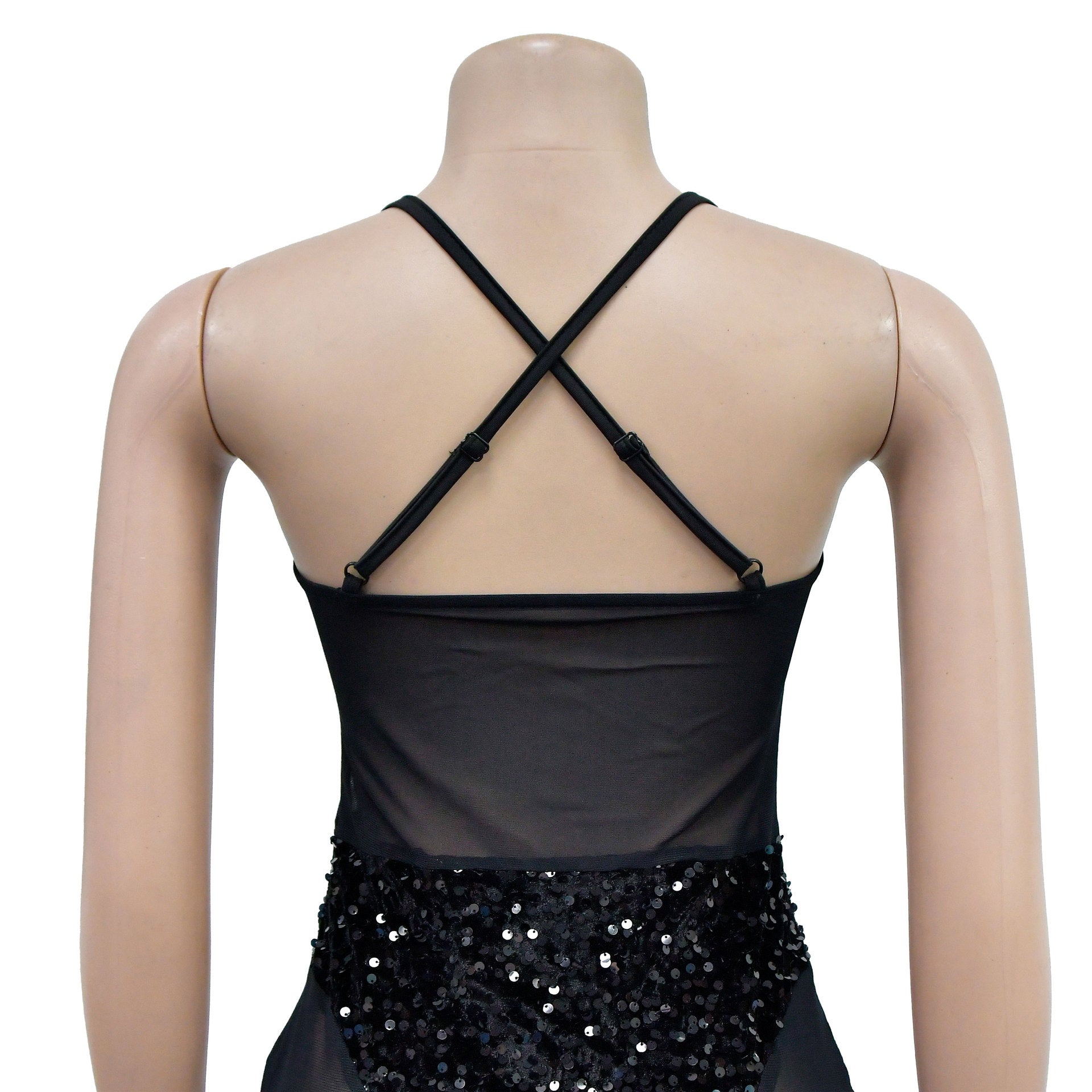 Fashion Women's Solid Color Sexy Strapless See-Through Sequin Dress 17