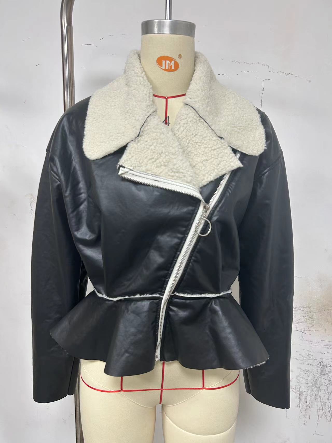 Autumn Winter Turndown Collar Fashion Women's Long-Sleeved Solid Color Jacket 18