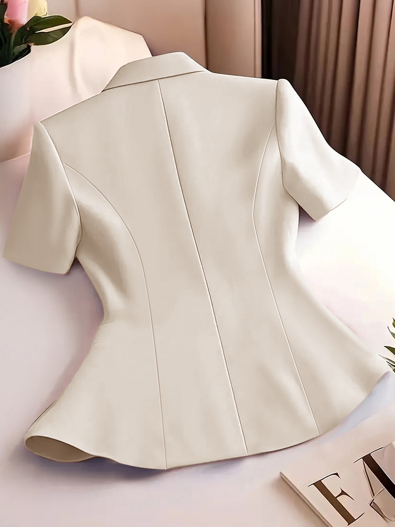 Women Solid Single-breasted Multi-button Turndown Collar Elegant Blazer 9