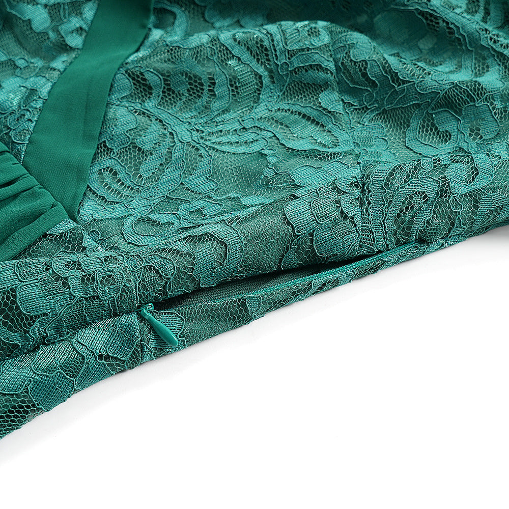 Plus Size Women Patchwork Lace Elegant Maxi Dress 20