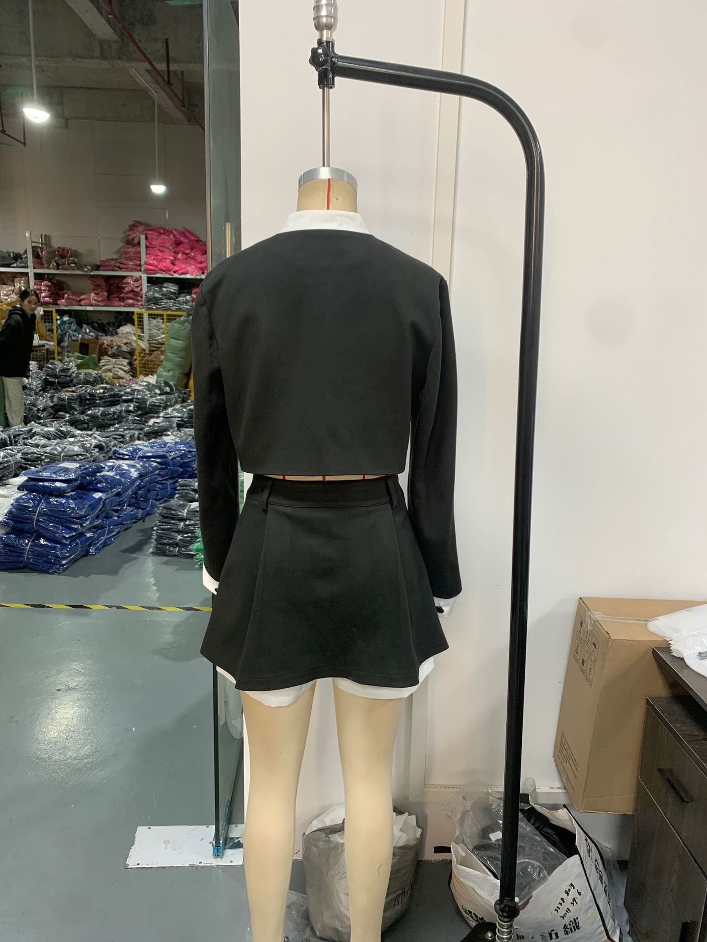 Autumn fashion contrast woolen Coat skirt Two Piece Set 10