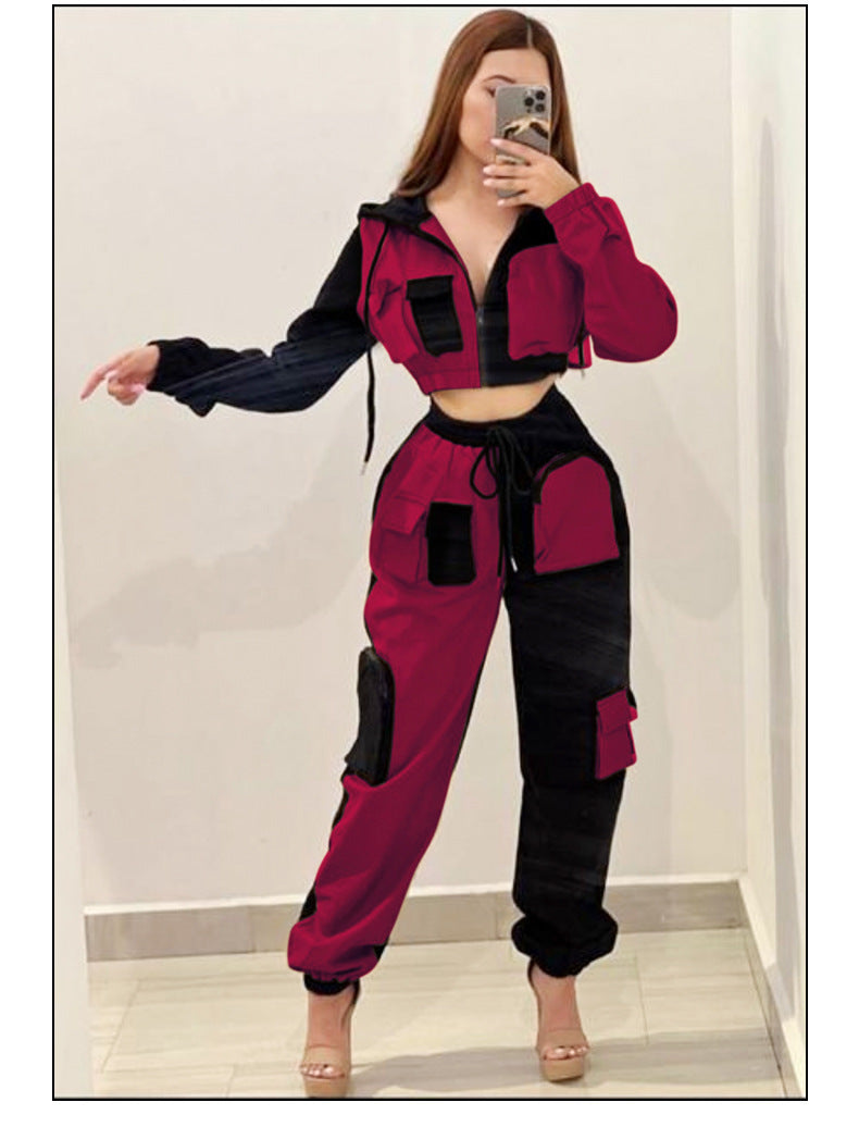 Women Double-piece hooded Top and trousers Casual Two Piece Set 10