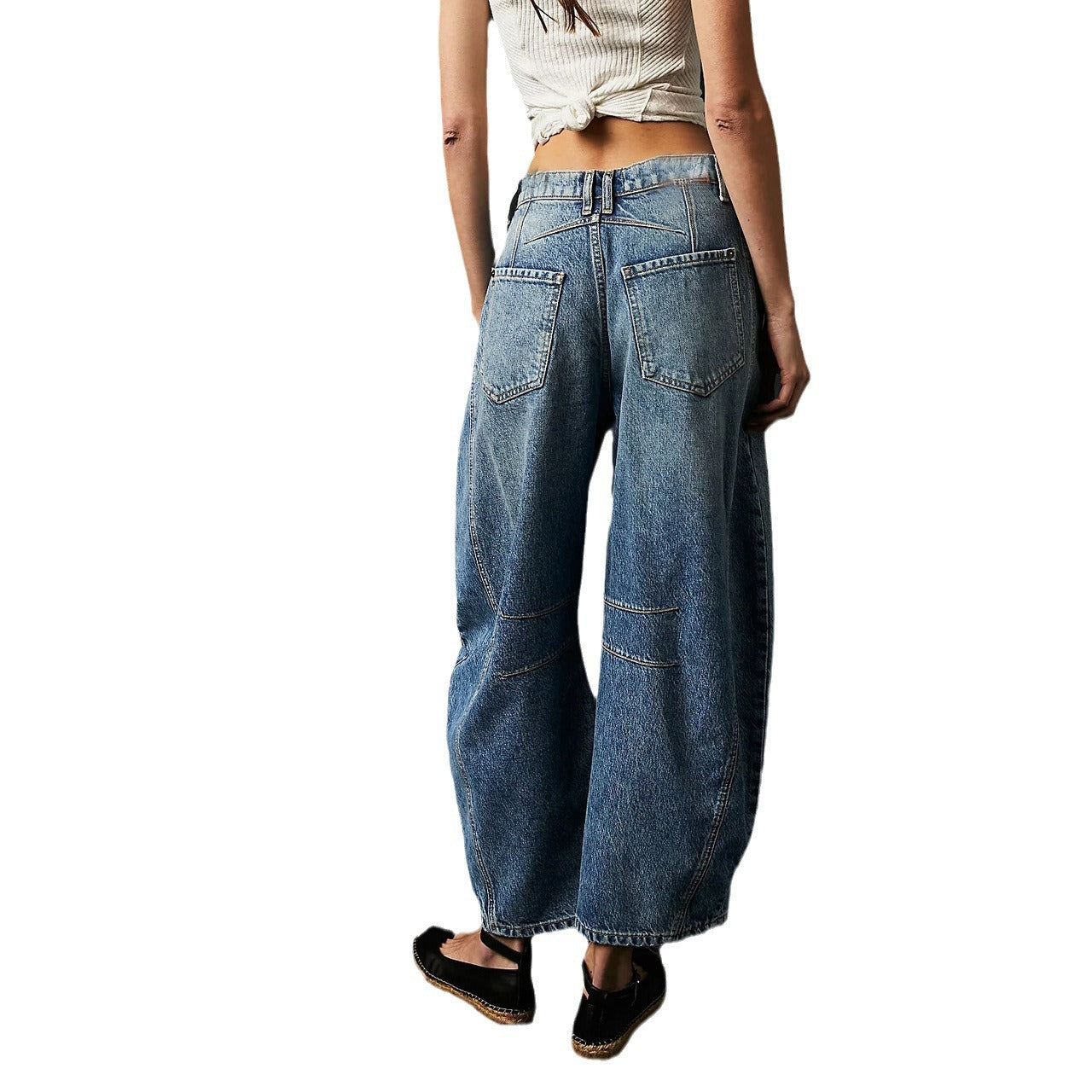 Women Loose Washed Denim Pants 6