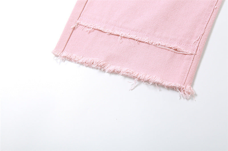 Autumn Women's Patchwork Contrast Color High Waisted Loose Casual Denim Pants For Women 17