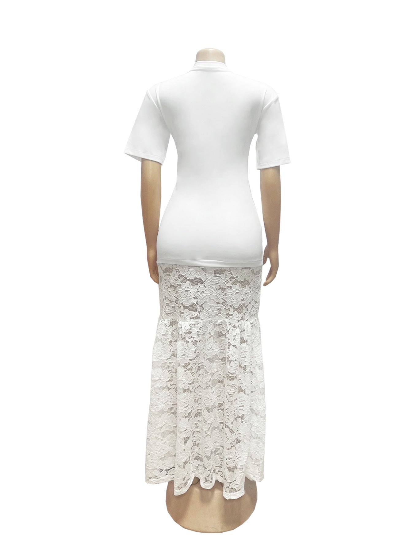 Lady's Round Neck Letter Print Lace Dress 11