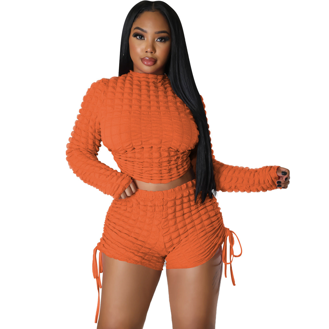 Women's Fashion Sexy Popcorn Low Back Two-Piece Set 3