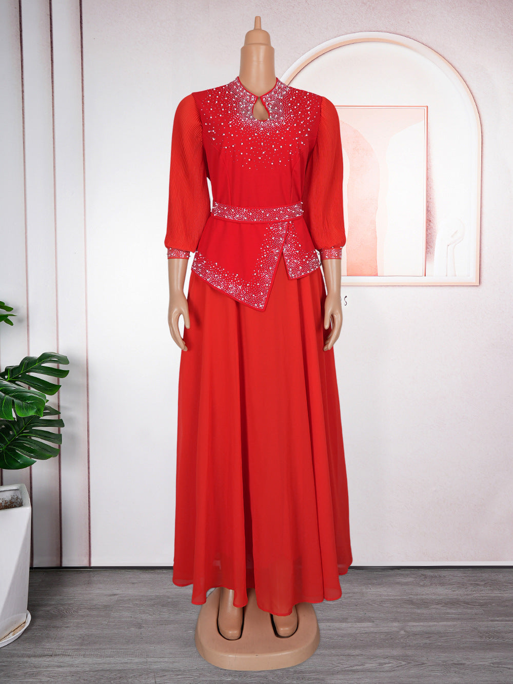 Career Women's Muslim Africa Beaded Fashion Plus Size Dress 8