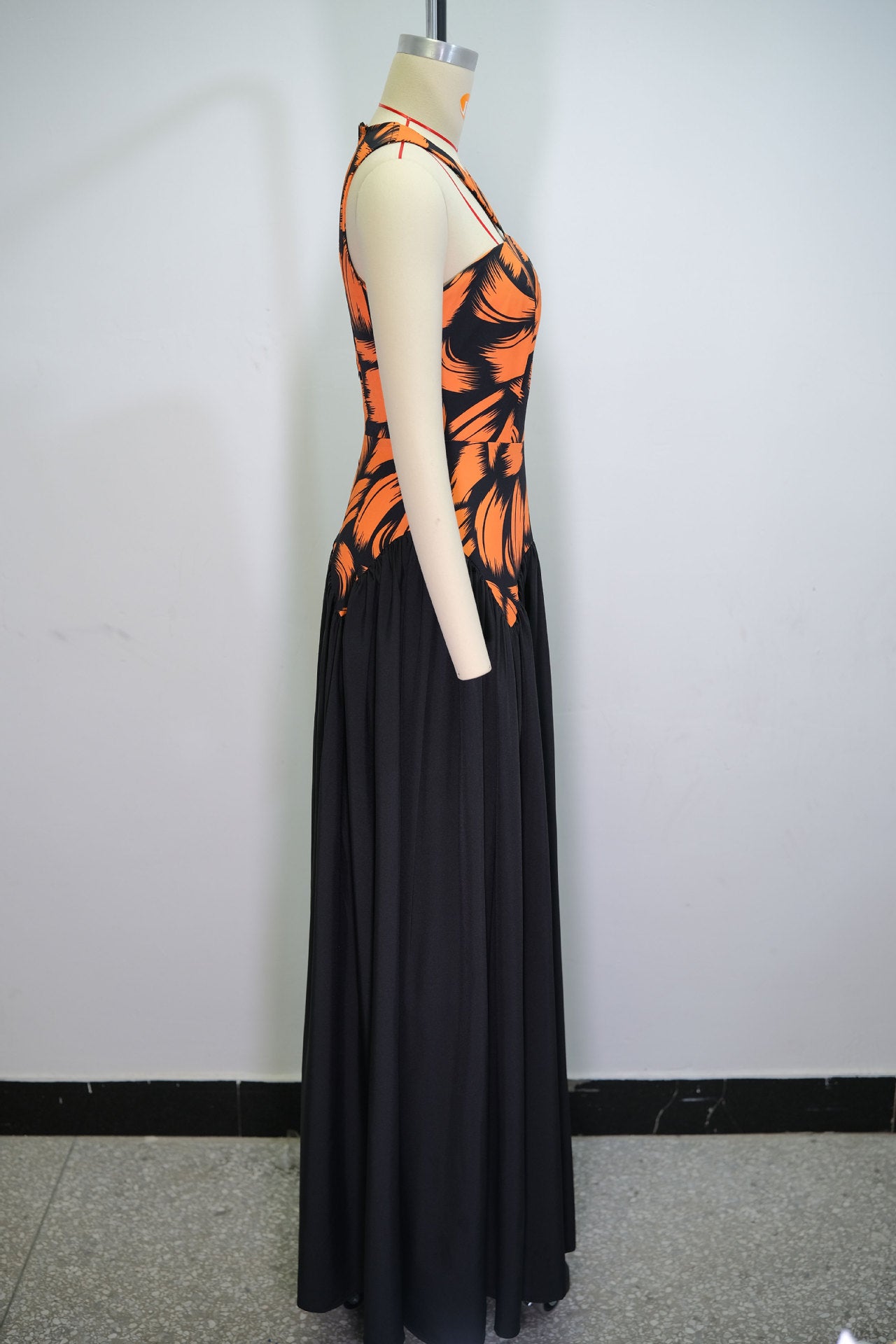 Women summer v-neck sleeveless printed pleated dress 7