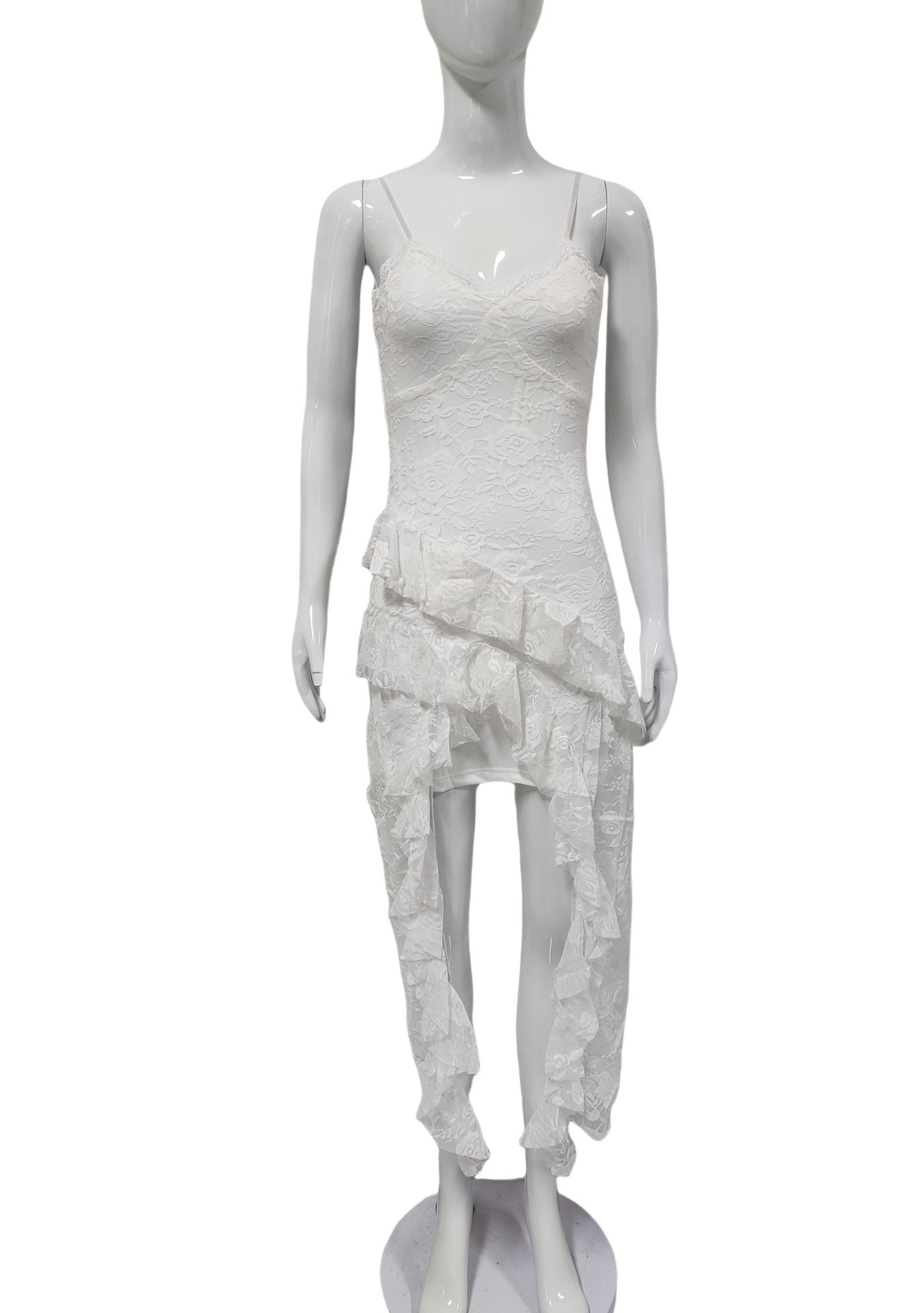 Sexy Slit Lace Patchwork Strap Dress 9