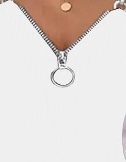 Women Fall and Winter V-neck Short Sleeve Solid Metal Slit Dress 17