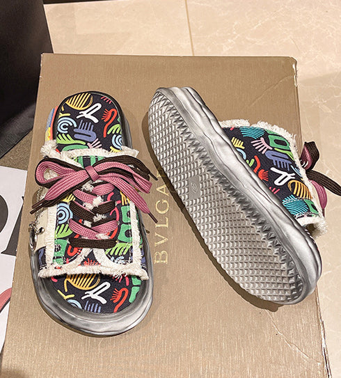 Women Graffiti Thick Soled Slippers 10
