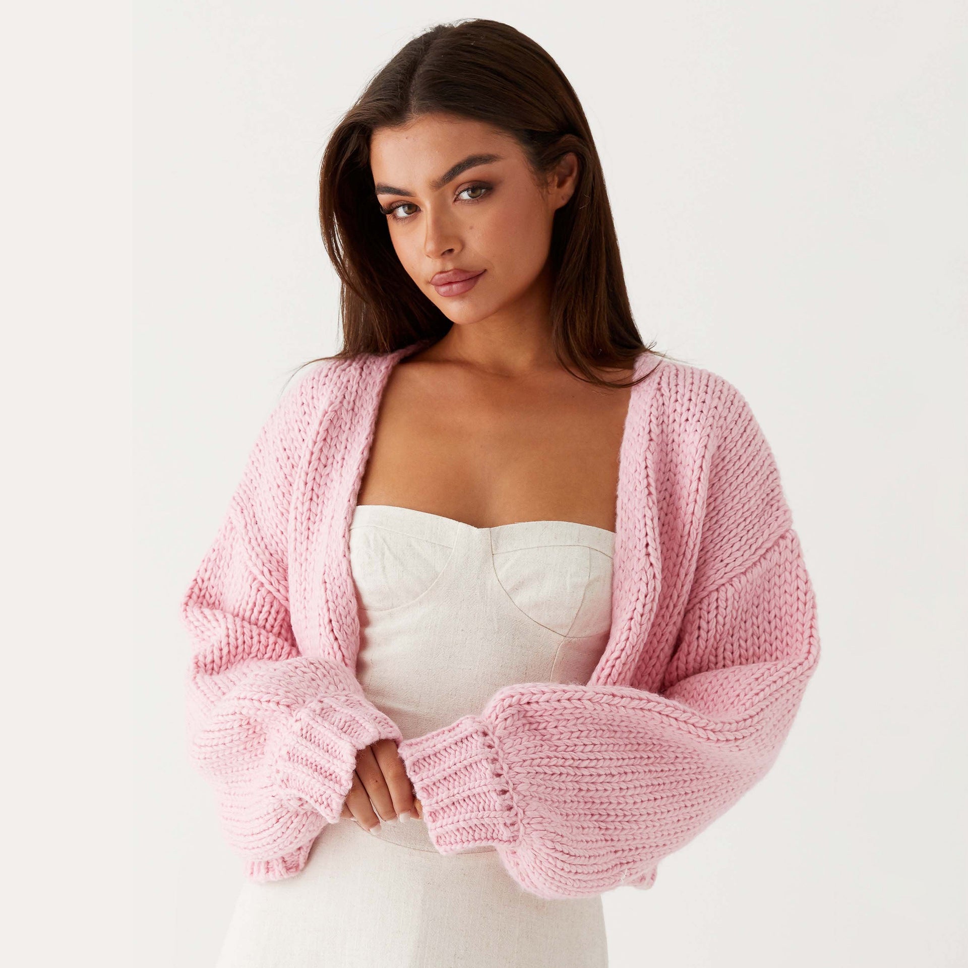 Fashion Autumn Winter Women Casual Solid Color Cardigan Knitting Sweater Coat 6