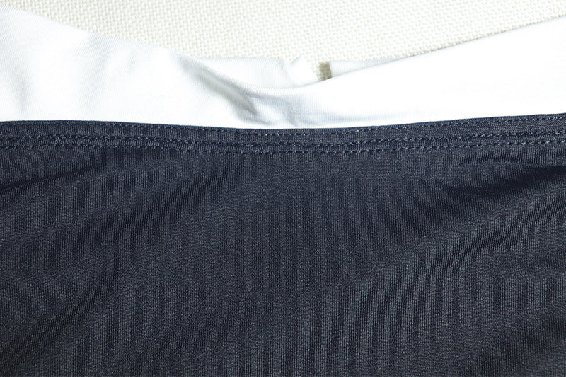 Women's clothing black and white color matching fresh Off Shoulder A-line short dress 13