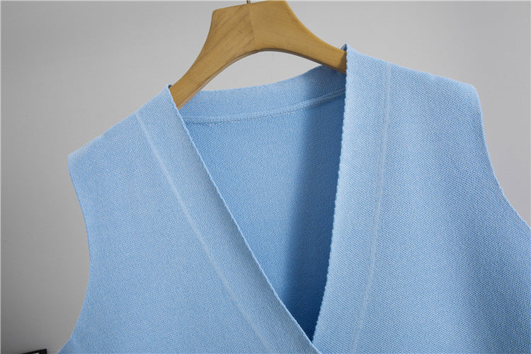 Button V-neck Knitted Vest Casual Pants Fashion Two-piece Suit 12