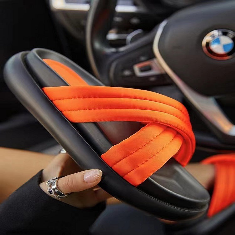 Women cross beach flip flops 7