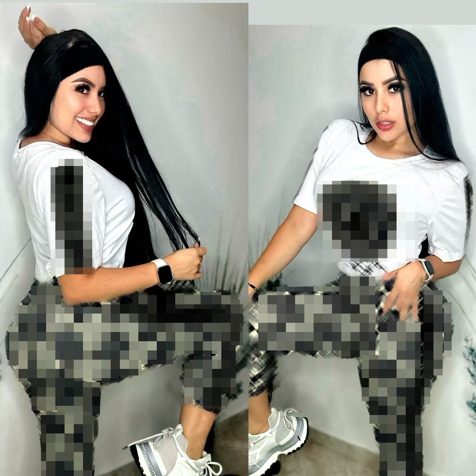 Women Print Top and Pants Two Piece Set 4