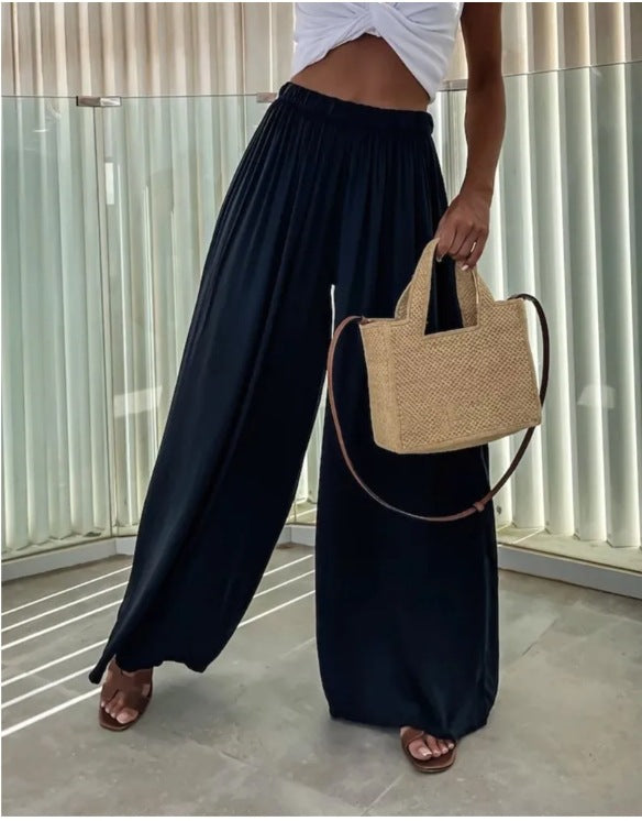 women Autumn pocket wide leg loose Casual fashion pants 5
