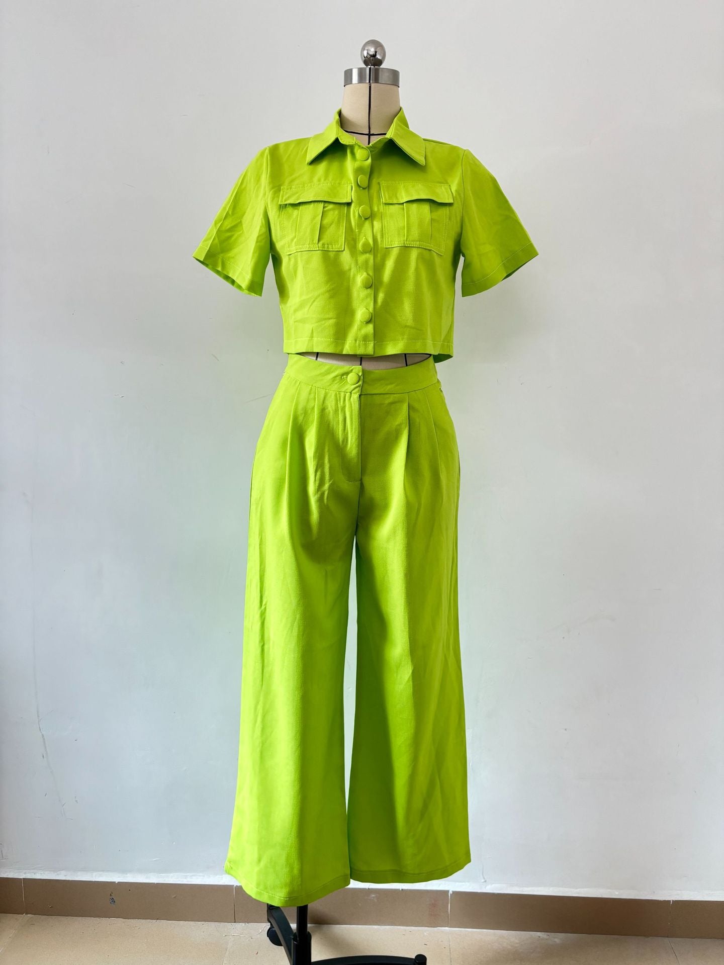 Women Summer Ladies Short Sleeve Chic Fashion Casual Women Two-Piece Pants Set 22