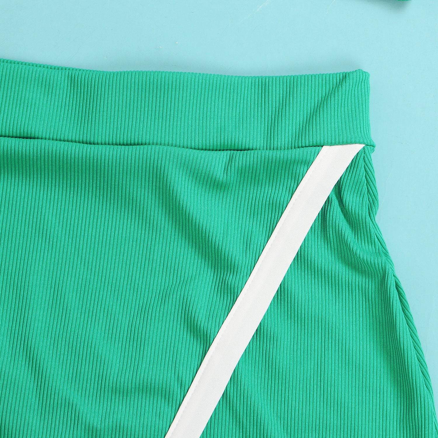 Women Sexy Turndown Collar Short Sleeve Top and Skirt Two-piece Set 41