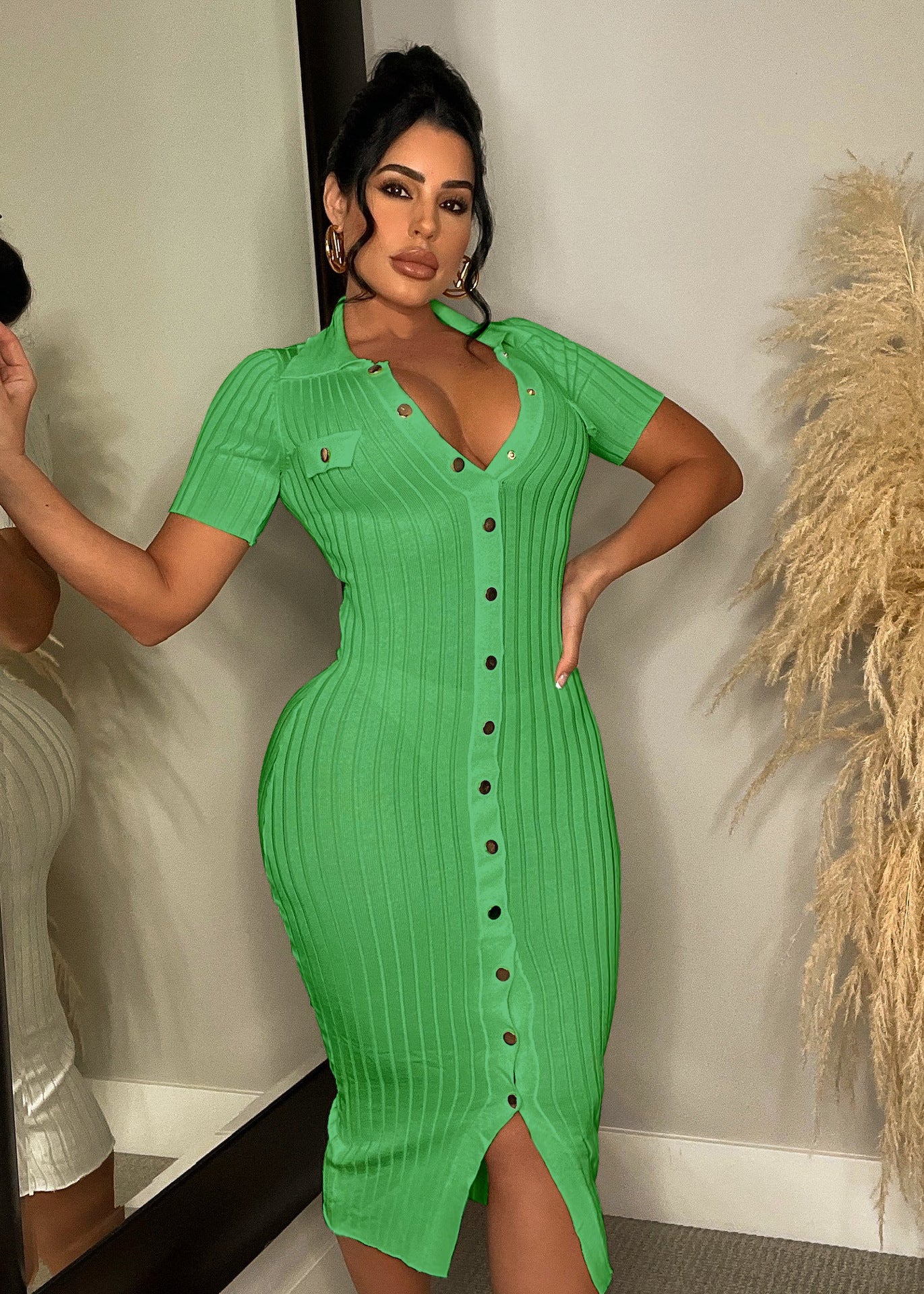 Women's Long Tassel Stretch Knitting Wide Ribbed Dress 4