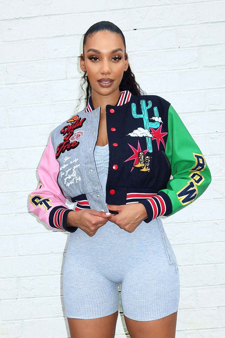 Women's Fashion Casual Printed Ribbed Color Block Button Buckle Baseball Jersey 3