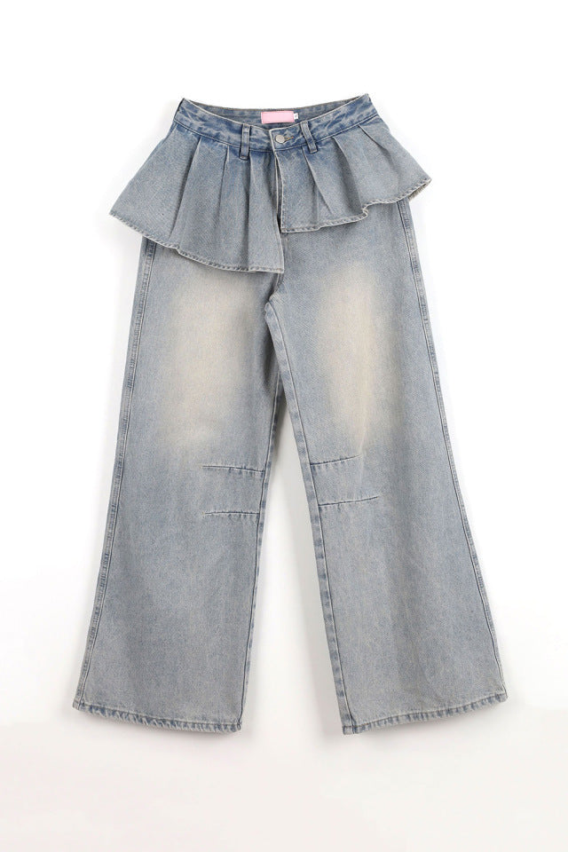 Women Spring Ruffle Denim Pants 7