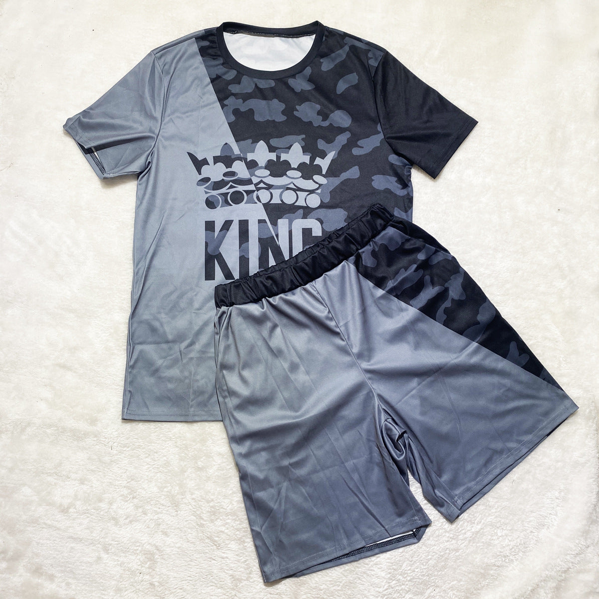 Mens Fashion Casual Solid Print Two Piece Menswear 14