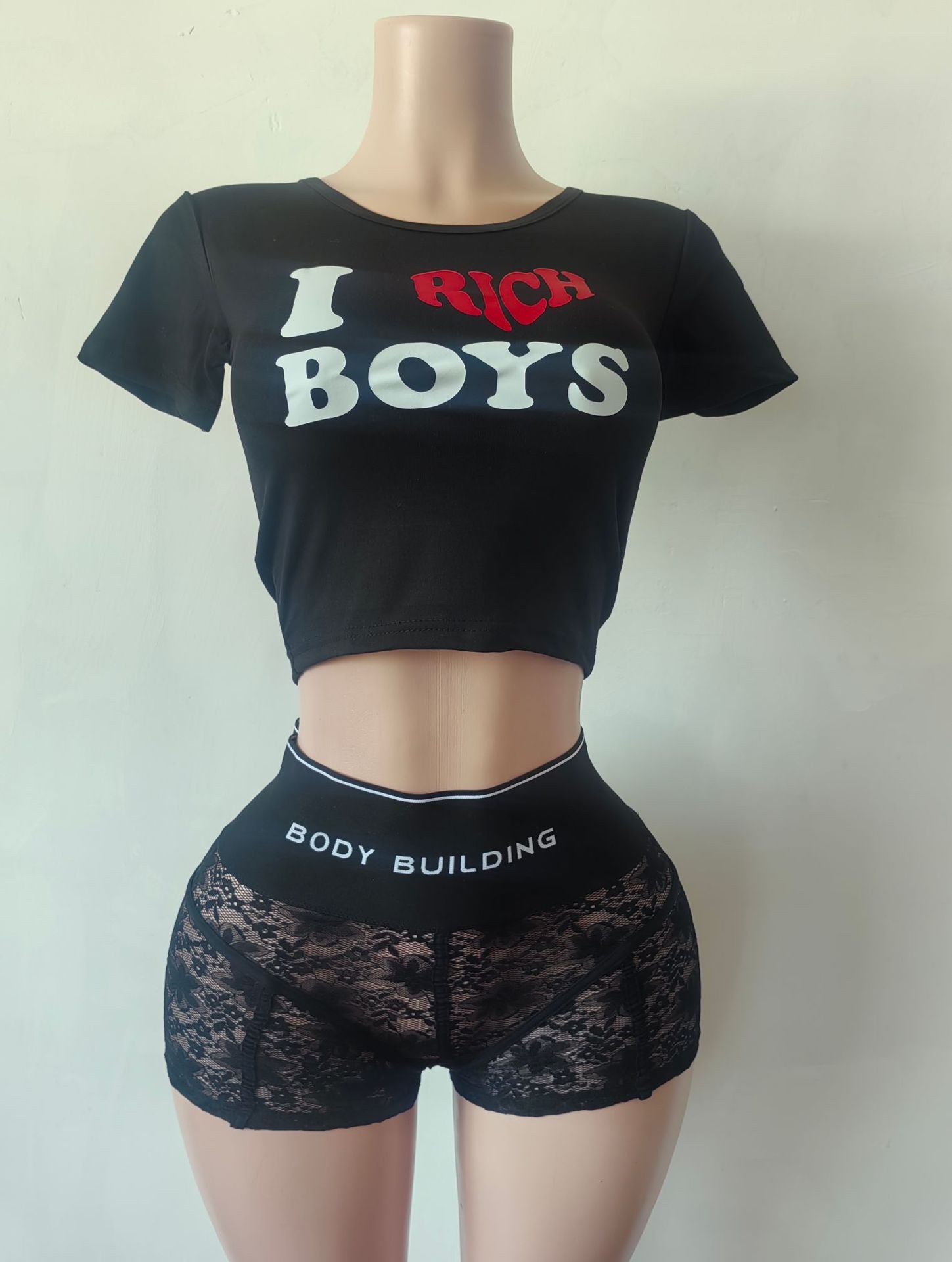 Women Sexy Letter Print Top and Shorts Casual Two-piece Set