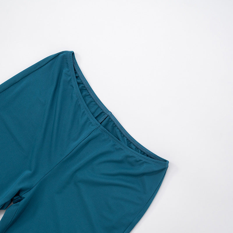 Women Spring and Summer Sexy V Neck Sleeveless Bodysuit and Flared Pants Two-piece Set 29