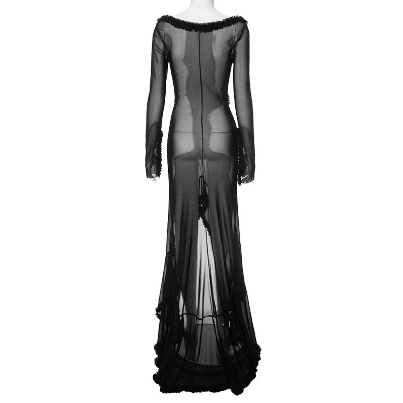 Women Hollow Gathered Lace Dress 26