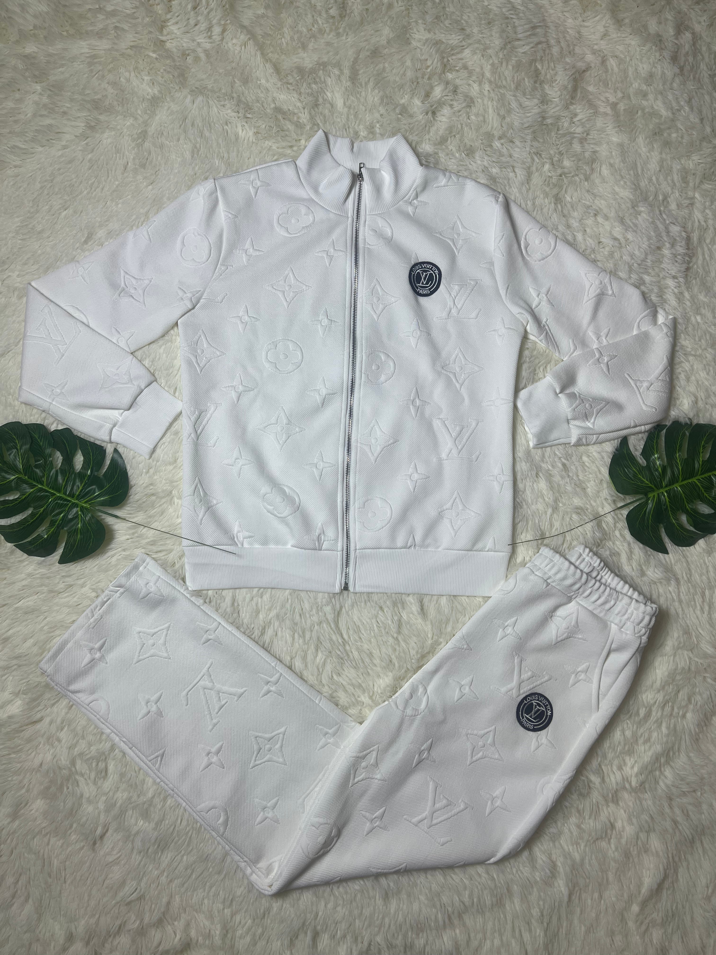 Women Embossed Embroidered Sport Ribbed Zipper Top and Pant Two Piece 17