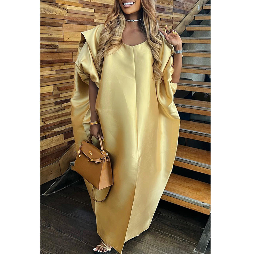Solid Color Satin Loose Dress 3