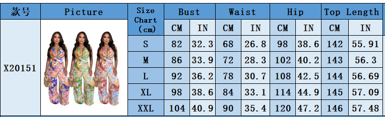 Fashionable women's sleeveless print wide leg jumpsuit 8