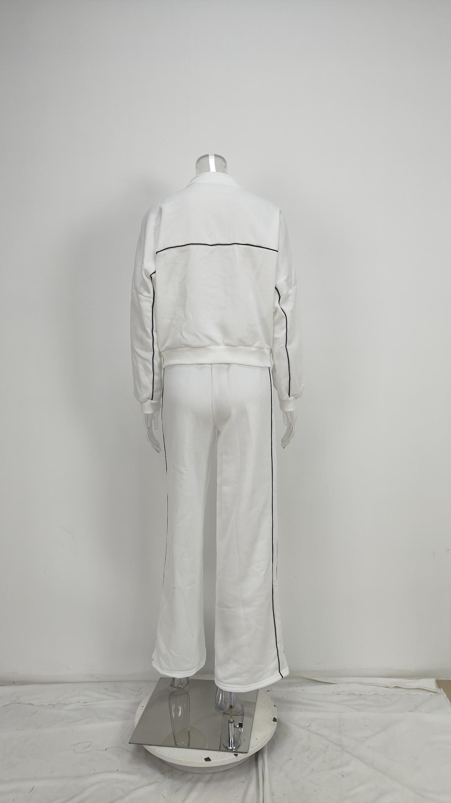 Women Fall Casual Zipper Top and Pant Two Piece Set 14