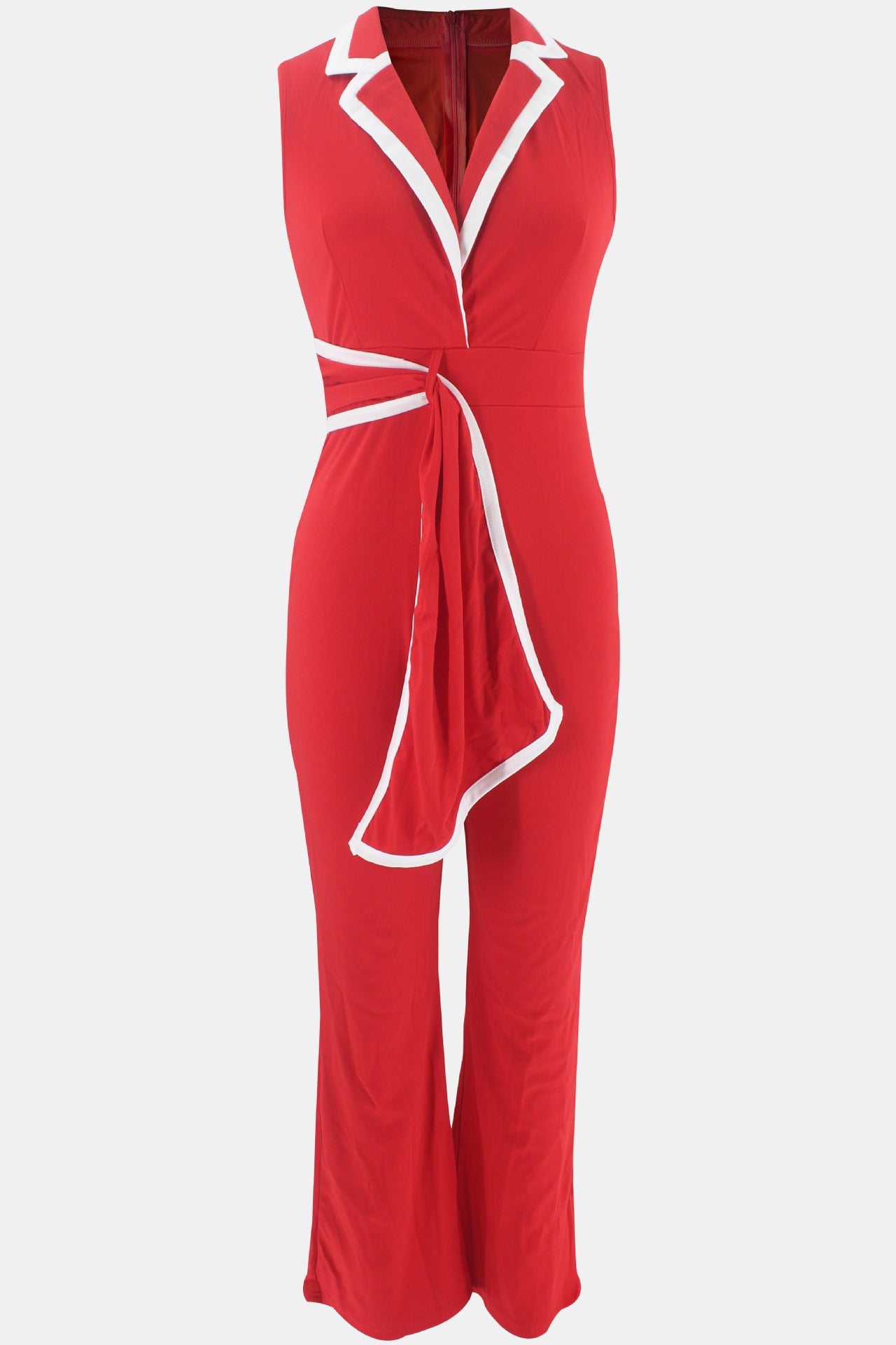 Summer Women's Fashionable V-Neck Chic Elegant Sleeveless Wide Leg Jumpsuit 29