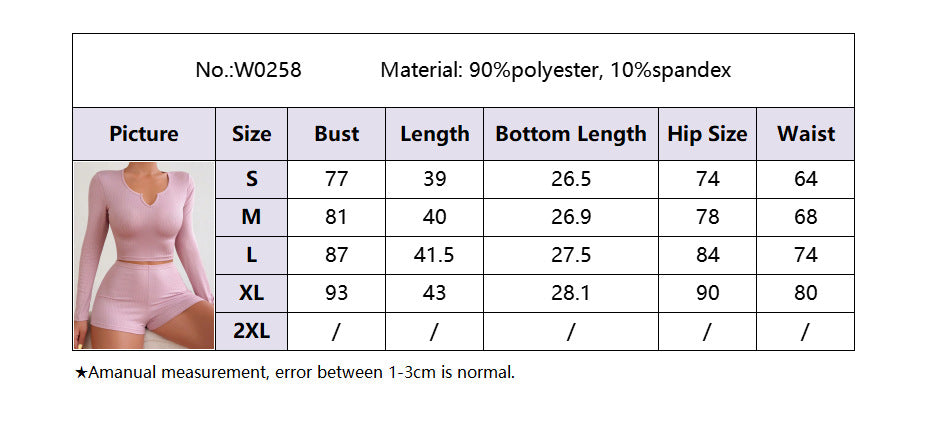 Women Long Sleeve Top and Shorts Lounge Wear Two Piece Set 7