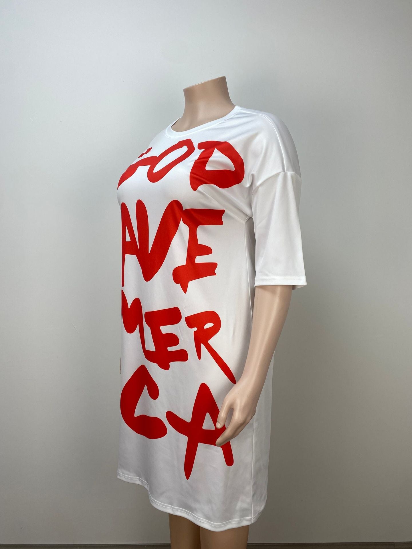 Plus Size Women Casual Letter Print Dress 4