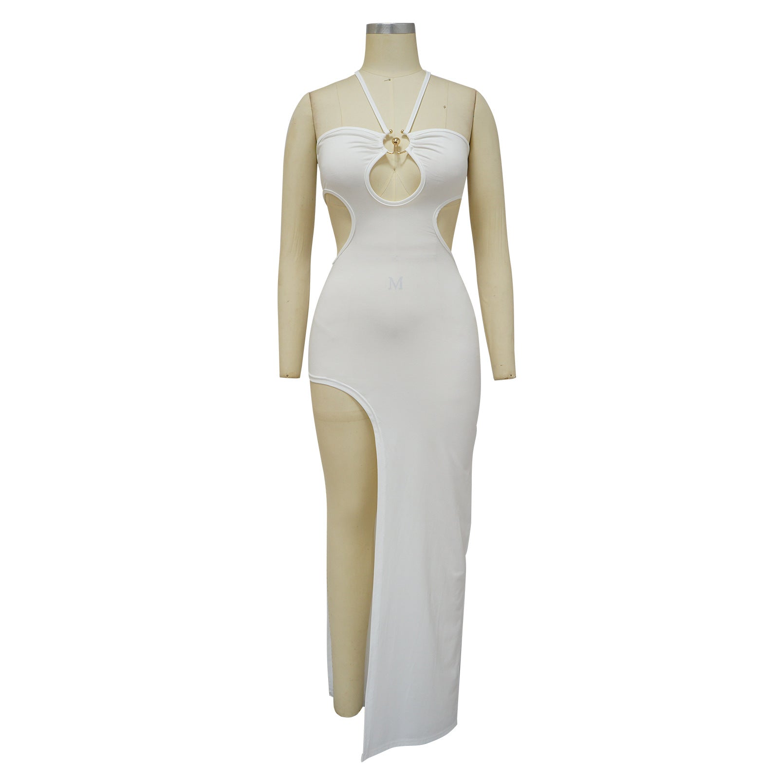 Women's Irregular Slit Maxi Sexy Low Back Cutout Dress 14