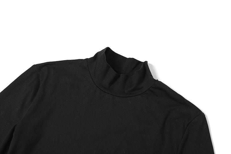 Autumn Women's Sexy Mesh Patchwork High Neck High Waist Slim Long Dress 13