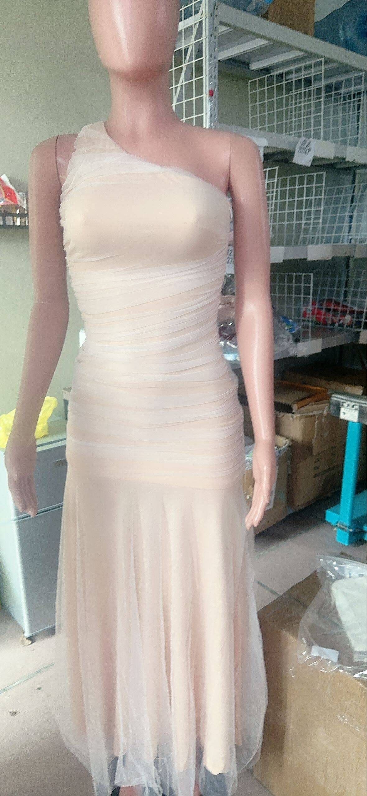 Sexy Fashion Slash Shoulder Ruch Mesh Formal Party Dress 9