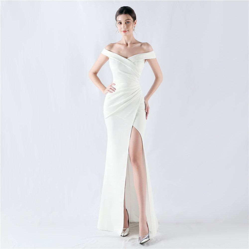 Women Off Shoulder split fishtail evening dress 13
