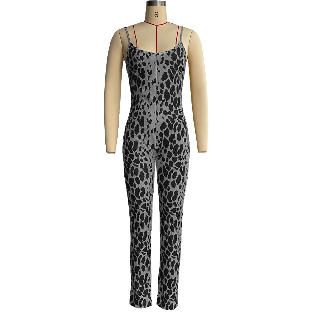 Women Casual Printed Jumpsuit and Coat Two-piece Set 21