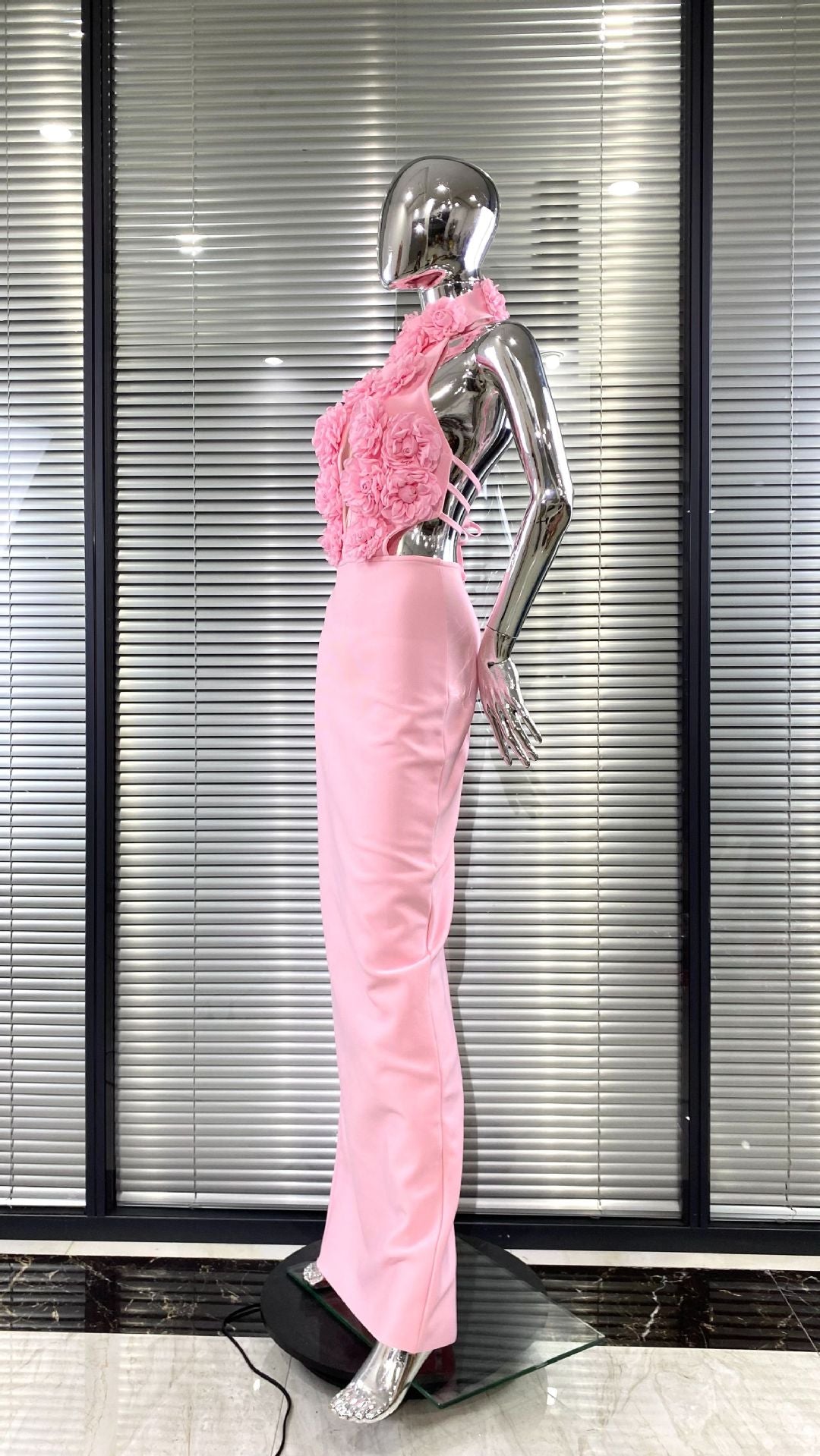 Women Floral Sexy Hollow Backless Halter Neck Red Summer Party and Holiday Bandage Dress 21