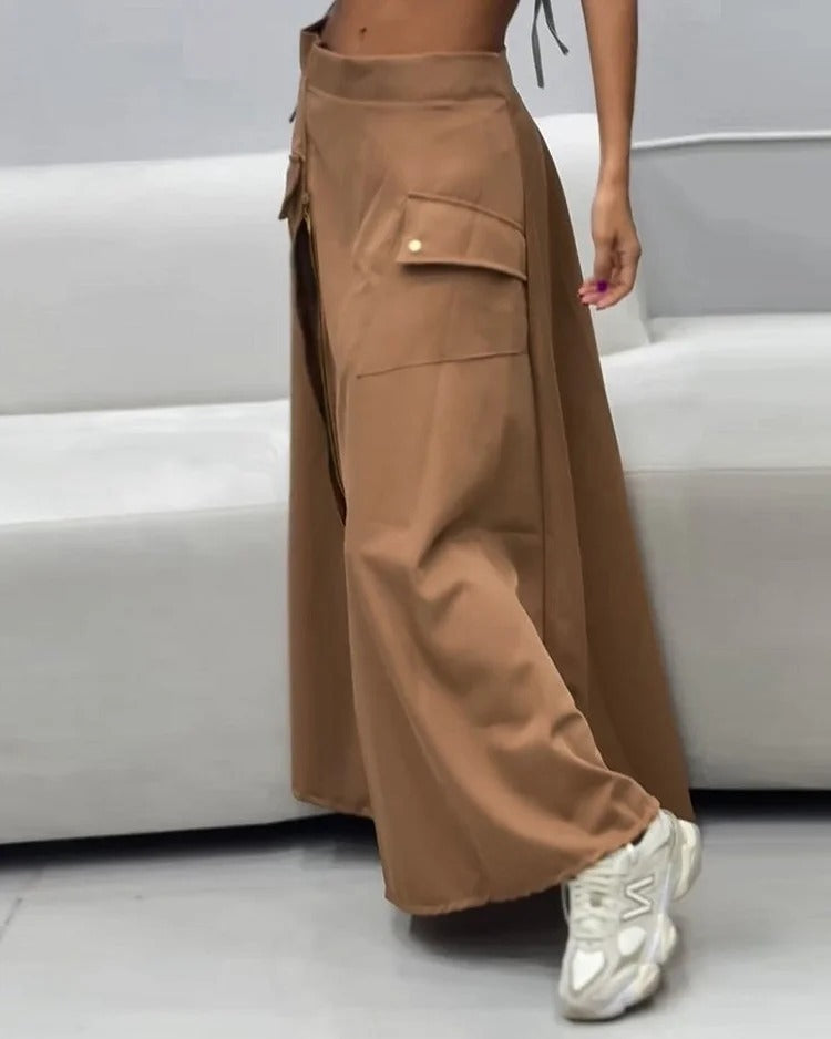 Women Fashion Casual Sleeveless solid color tie Tank Skirt two-piece set 4