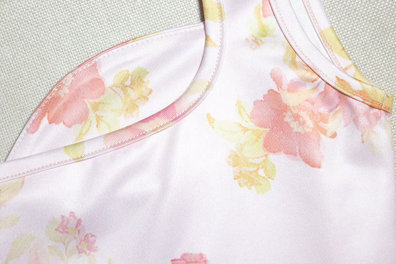 Sexy Sweet Women's Low Back Printed Trendy Strap Slim Waist A-line Short Dress 9