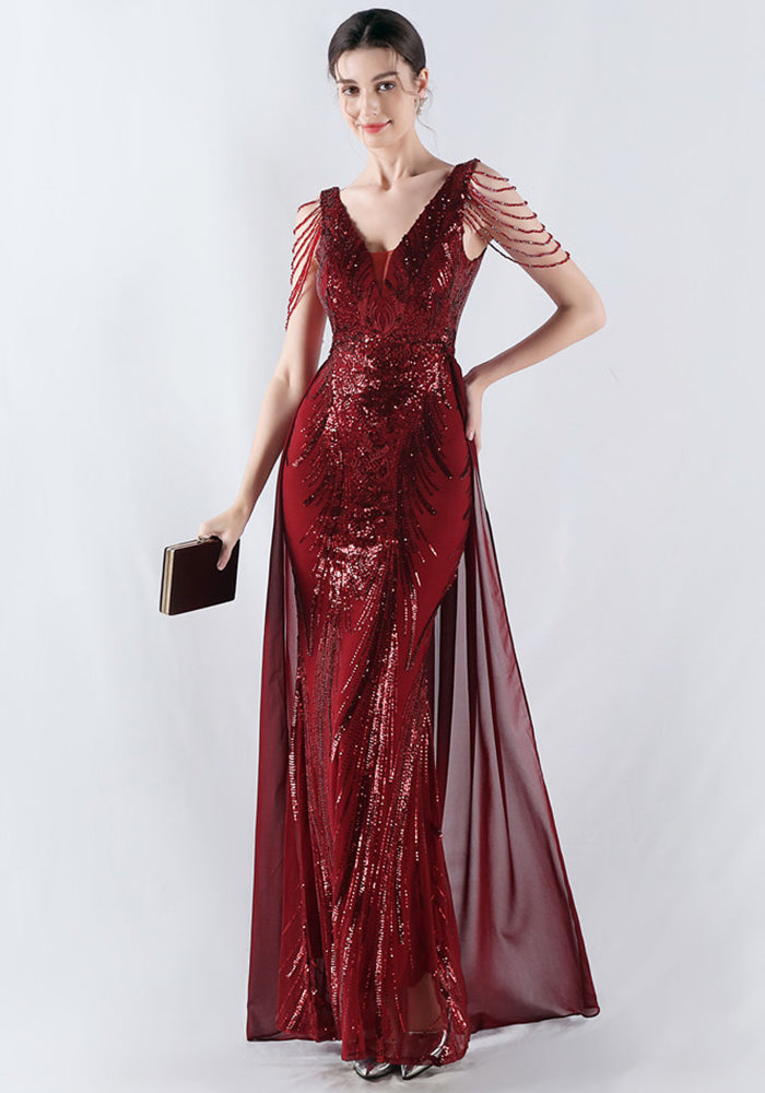 Sexy Rhinestone Chain Sequins Evening Dress