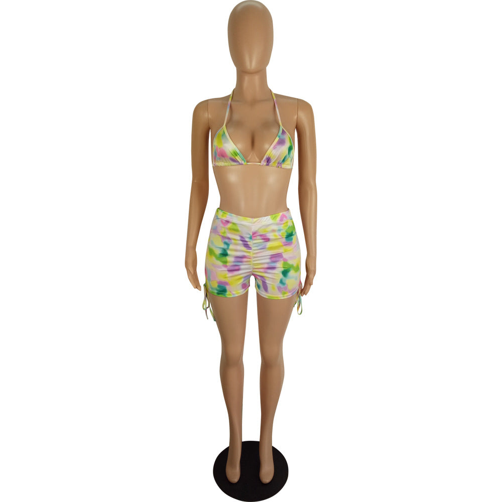 Spring And Summer Women's Sexy Multi-Color Printed Two-Piece Shorts Set 20